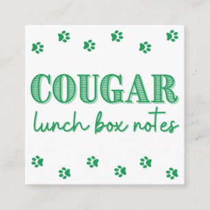 Green Cougar Print Name Lunch Box Notes