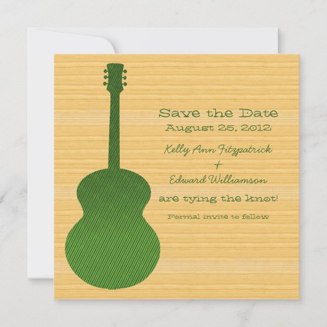 Green Country Guitar Save the Date Invite (Front)