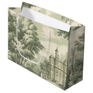 Green Countryside Hot Air Balloon Toile (7) Large Gift Bag