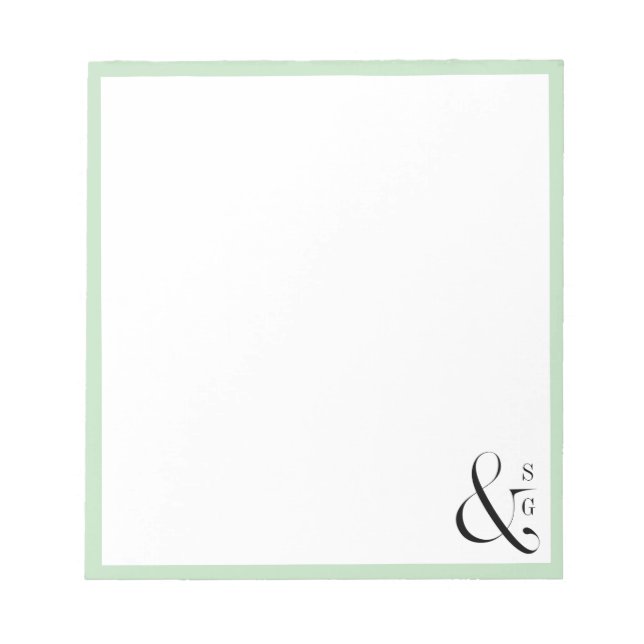 Green couple's monogram personalized Stationery Notepad (Front)