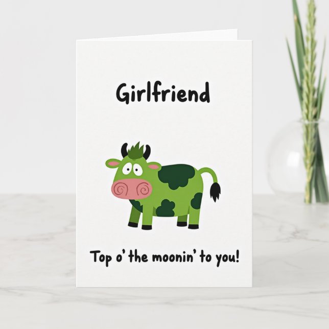 Green Cow Pattern Girlfriend Card (Front)