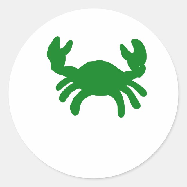Green Crab Silhouette Classic Round Sticker (Front)
