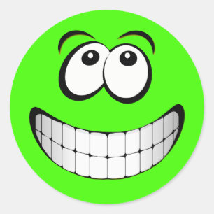 Green Crazy Eyes Face Classic Round Sticker
