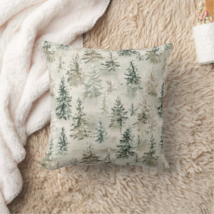 Green Cream Christmas Trees Cushion