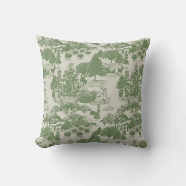 Green Cream Christmas Winter Wonderland Cushion (Front)