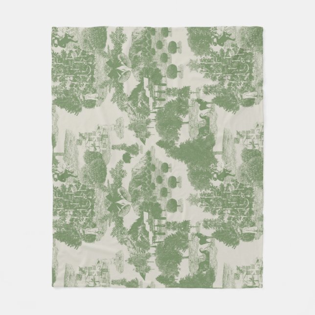 Green Cream Christmas Winter Wonderland Fleece Blanket (Front)