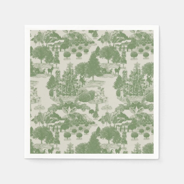 Green Cream Christmas Winter Wonderland Napkin (Front)