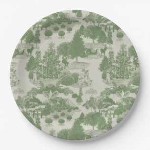 Green Cream Christmas Winter Wonderland Paper Plate