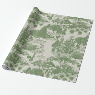 Green Cream Christmas Winter Wonderland Wrapping Paper