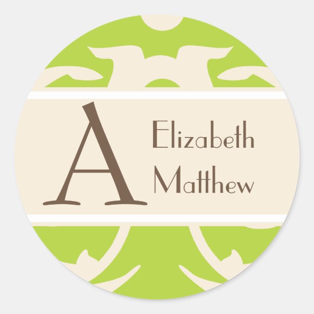 Green Cream Customise Last and First Name Sticker (Front)