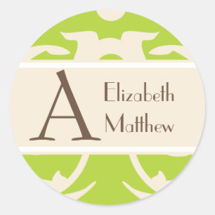 Green Cream Customise Last and First Name Sticker