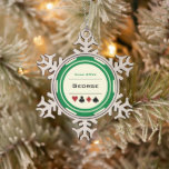 Green Cream Las Vegas Casino Poker Chip Christmas Snowflake Pewter Christmas Ornament<br><div class="desc">Looking for a gift for your favourite gambler? Give them this fun green,  cream white,  and black casino poker chip Christmas tree ornament. Personalise it with their name for an extra personal touch!</div>