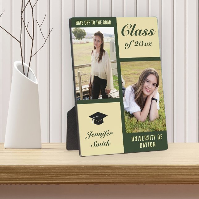 Green Cream Modern Photo Graduation Plaque (Creator Uploaded)