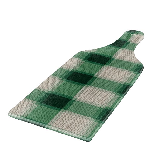 Green Cream Plaid Cutting Board (Corner)