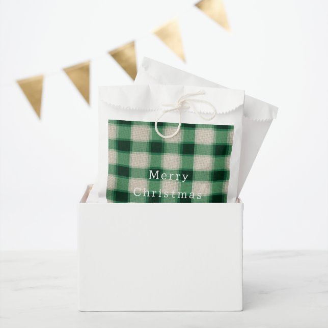 Green Cream Plaid Favour Bags (Party)