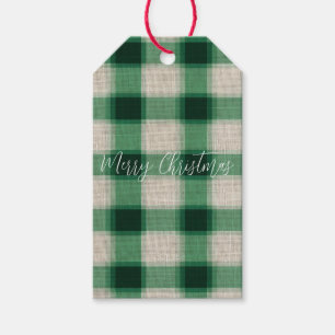 Green Cream Plaid Gift Tags