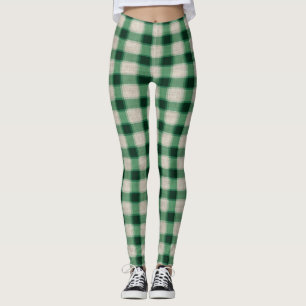 Green Cream Plaid Leggings