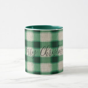 Green Cream Plaid Mug