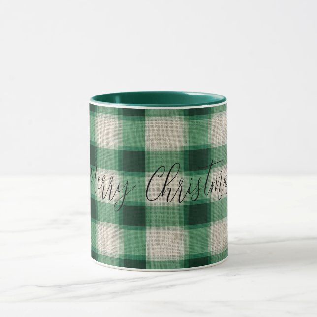 Green Cream Plaid Mug (Center)