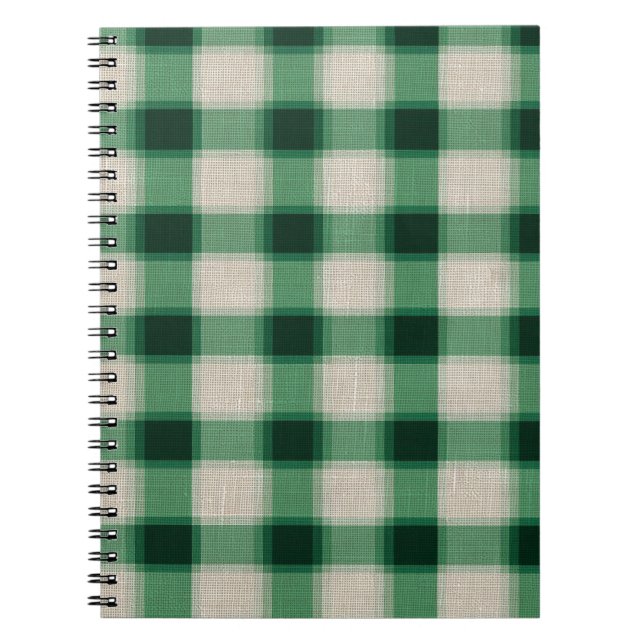 Green Cream Plaid Notebook (Front)