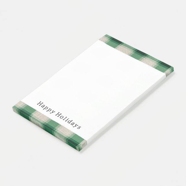 Green Cream Plaid Post-it Notes (Angled)