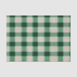 Green Cream Plaid Tissue Paper