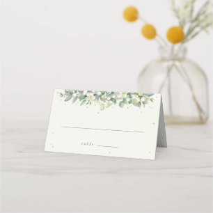 Green/Cream Snowberry+Eucalyptus Wedding Place Card