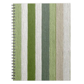 Green & Cream Striped Pattern Notebook