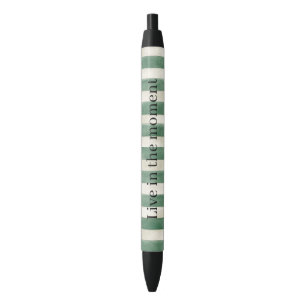 Green Cream Stripes Christmas Black Ink Pen