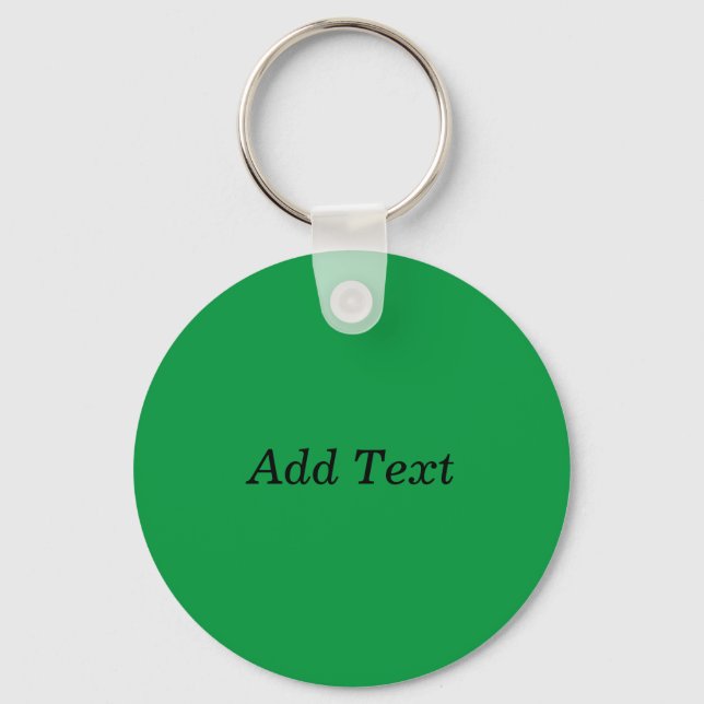 Green Create Your Own Add Text button Key Ring (Front)