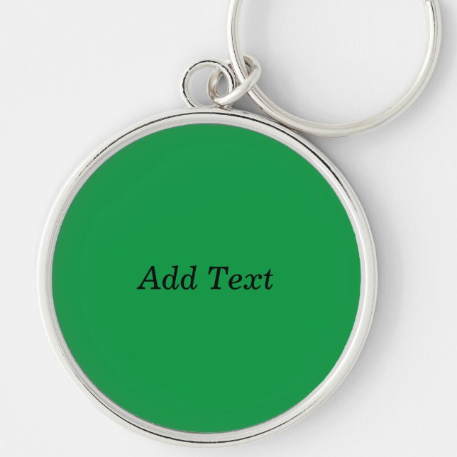 Green Create Your Own Add Text button Key Ring (Front)