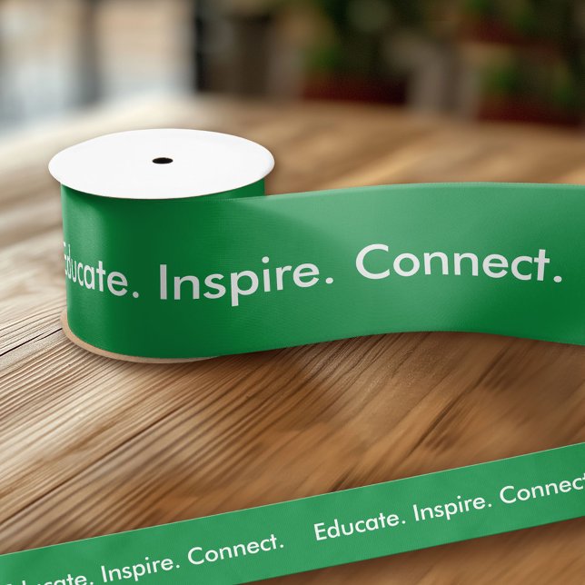Green Create Your Own Make It Your Sans Serif Text Satin Ribbon (Custom Ribbon - Personalize with your own text)
