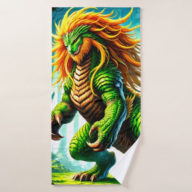 Green Creature Bath Towel (Bath Towel)