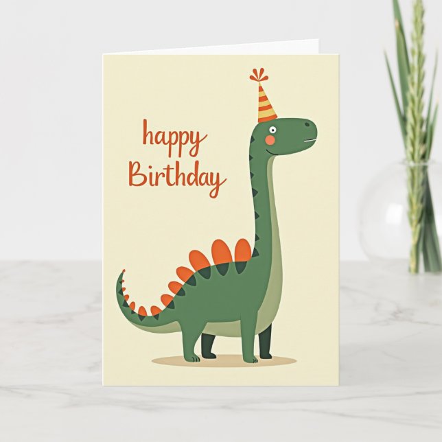 Green Creature Party Hat Birthday Card (Front)
