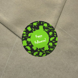 Green Creepy Crawly Critters Rats Horror Pattern Classic Round Sticker