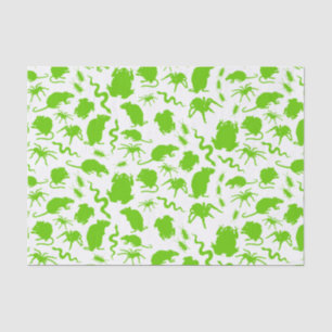 Green Creepy Crawly Critters Rats Horror Pattern Tissue Paper
