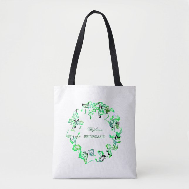 Green Crest Custom Name Weddings Bridesmaid Favour Tote Bag (Front)