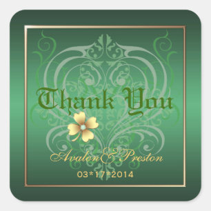 Green Crest Thank You Shamrock Stickers