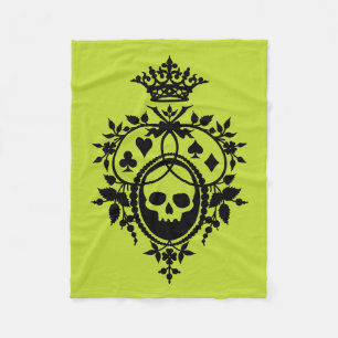 Green Crest with Skull and Cardsuits Fleece Blanke