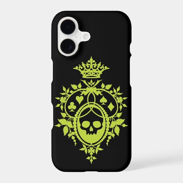 Green Crest with Skull and Cardsuits iPhone Case (Back)
