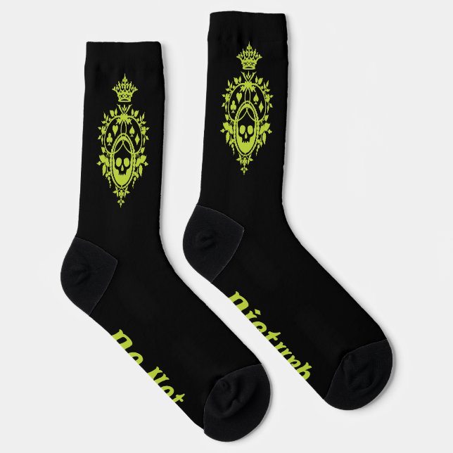 Green Crest with Skull and Cardsuits Socks (Right)