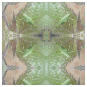 Green Cricket on a Leaf Patterned Animal Fabric