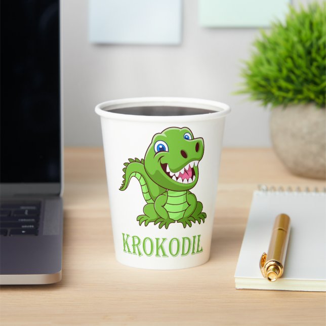 green crocodile paper cups (Insitu)