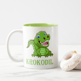 green crocodile Two-Tone coffee mug