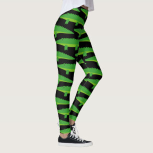 Green crocodile wild animal pattern print leggings