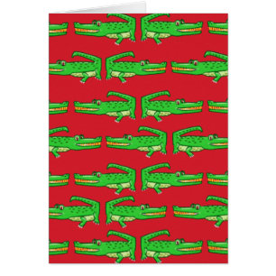 Green Crocodiles On Red