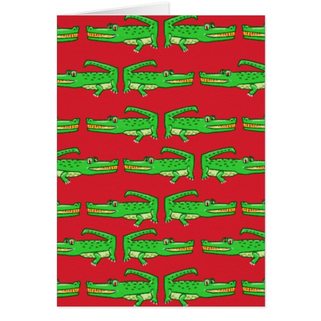 Green Crocodiles On Red (Front)