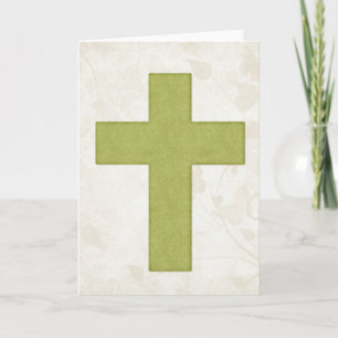 Green Cross 1 Blank Christian Greeting Card