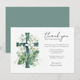 Green Cross Lilies Sympathy Condolence Appreciatio Thank You Card