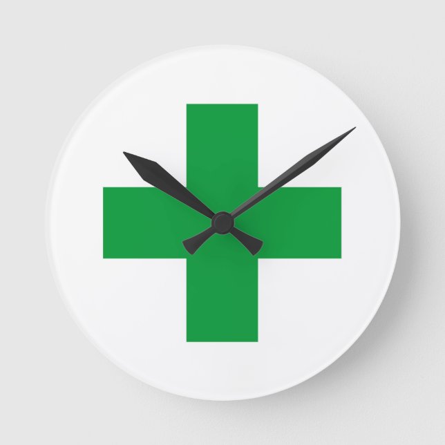 green cross medicine health pharmacy doctor clock (Front)